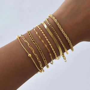 Bolsas e acessórios Pulseira de Corrente em Aço Inoxidável Unissex – Estilo para Casais | Loja dos Cabelos