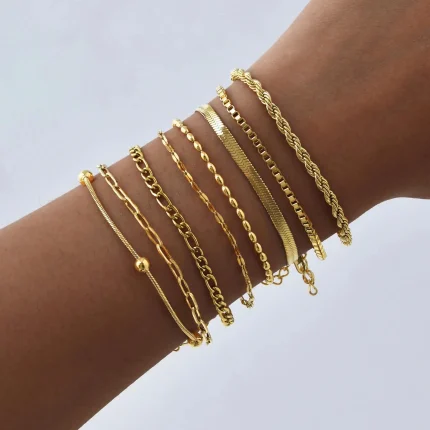 Bolsas e acessórios Pulseira de Corrente em Aço Inoxidável Unissex – Estilo para Casais | Loja dos Cabelos