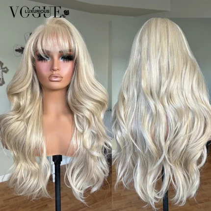 Perucas Peruca Loira Platinada 100% Cabelo Humano com Franja, Tela Transparente 13×6 e Alta Densidade 260% Salon Quality | Loja dos Cabelos