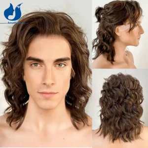 Perucas Peruca Masculina Curta Bob de Cabelo Humano Remy Ondulado Solto – Frontal em Renda 13×6 Marrom Cor 3 Pre-Estilizada | Loja dos Cabelos