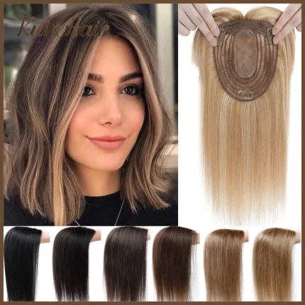 Perucas Topper Capilar Feminino em Seda com Presilhas de Cabelo Humano Natural Base Superior Respirável para Cabelos Finos | Loja dos Cabelos