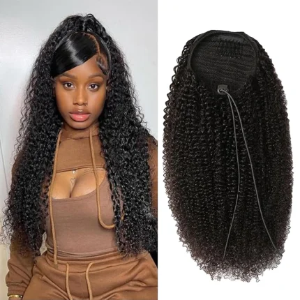 Rabo de Cavalo Rabo de Cavalo Afro Kinky Encaracolado de Cabelo Humano Brasileiro com Presilha – Textura Natural e Volume Imediato | Loja dos Cabelos