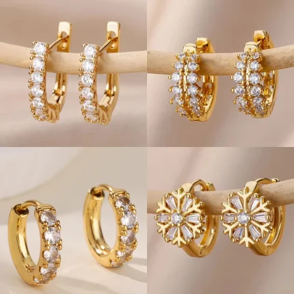 Bolsas e acessórios Brincos Geométricos em U com Zircônia Cúbica em Aço Inoxidável – Elegância Feminina | Loja dos Cabelos