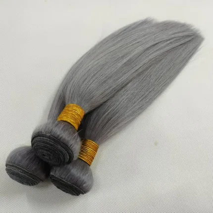 Extensões de cabelo Natural Extensões de Cabelo Humano Remy Brasileiro Liso Sedoso Ombré Cinza Prata Tecelagem Feminina | Loja dos Cabelos