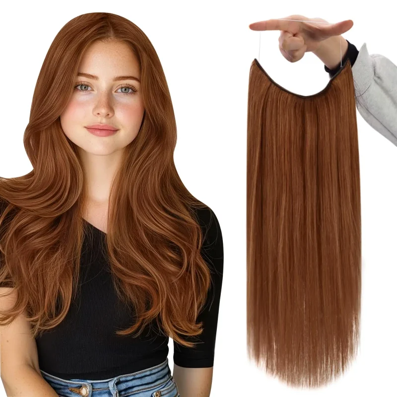 Extensões de cabelo Natural Extensão de Cabelo Humano com Fio Invisível (Linha Invisível) – Peça Única, 12 a 26 Polegadas, Cor 2 Castanho Escuro, Aumento de Densidade Natural | Loja dos Cabelos