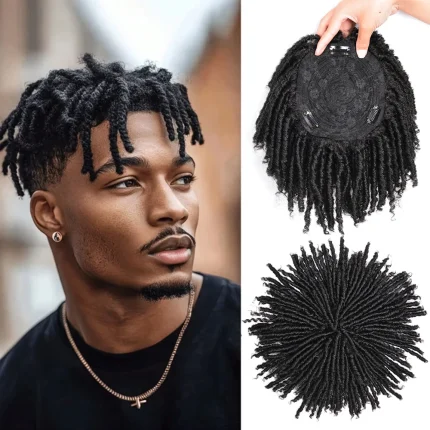 Perucas Peruca Masculina Curta Afro Sintética com Dreadlocks Kinky Encaracolados 6 Polegadas Estilo Crochê | Loja dos Cabelos