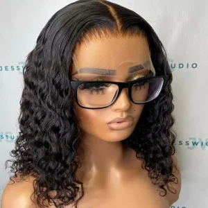 Perucas Peruca Lace Frontal Sem Cola em Cabelo Humano Cacheado Deep Wave, Modelo Bob, 13×4 e 7×5, Alta Densidade 250%, Pronta para Usar | Loja dos Cabelos