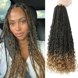 Extensões de cabelo Sintético Tranças Box Braids Deusa em Crochê Cabelo Sintético Estilo Boho 8 a 24 Polegadas 8 Pacotes | Loja dos Cabelos