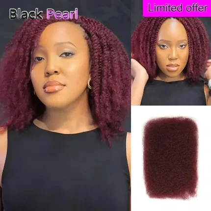 Extensões de cabelo Natural Cabelo Humano Afro Crespo em Massa para Tranças, Mini Twists e Reparação de Dreads/Locs – Cores #27, 99J e #4 | Loja dos Cabelos