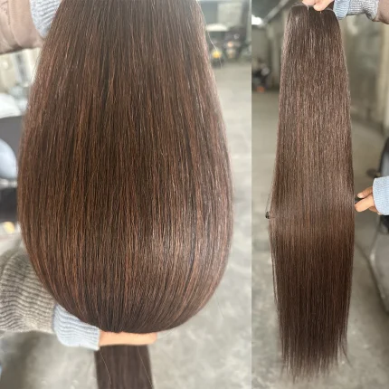 Extensões de cabelo Sintético Extensão de Cabelo Sintético Liso 30 Polegadas 200g Ombre Marrom e Laranja Tom Café Macio para Alongamento | Loja dos Cabelos