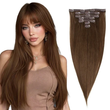 Extensões de cabelo Natural Extensão de Cabelo Humano Natural Loiro com Presilha Tic Tac (Clip-On) Cabeça Cheia 14 a 22 Polegadas | Loja dos Cabelos
