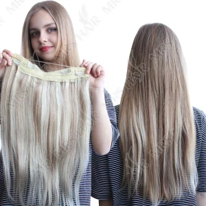Extensões de cabelo Natural Extensão de Cabelo Humano com Grampo Invisível – Fio de Nylon, 4 Clipes, Efeito Natural para Volume, 12 a 24 Polegadas | Loja dos Cabelos