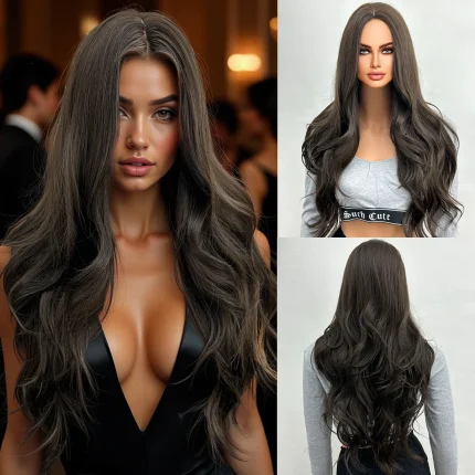 Perucas Peruca Feminina Sintética Cacheada Ondulada Multicolorida com Franja, 30 Polegadas, Ideal para Uso Diário, Festas e Cosplay | Loja dos Cabelos