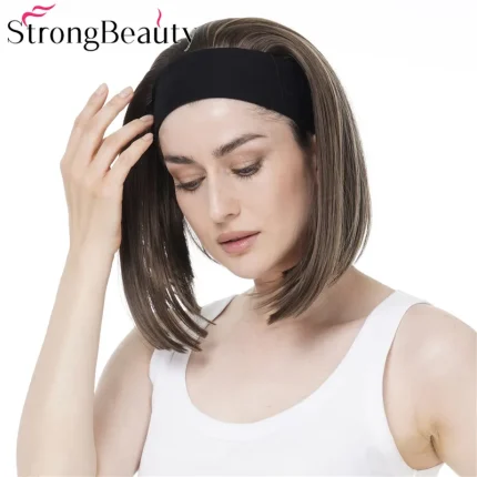 Perucas Peruca Sintética Curta Bob Reto com Faixa Headband para Mulheres em Cores Ombré | Loja dos Cabelos