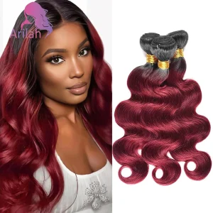 Extensões de cabelo Natural Feixes de Cabelo Humano Virgem Brasileiro Ondulado Natural (Body Wave) – Grau 12A, Trama Dupla, 100 g por Peça, Cor T1B/99J, Pontas Cheias | Loja dos Cabelos