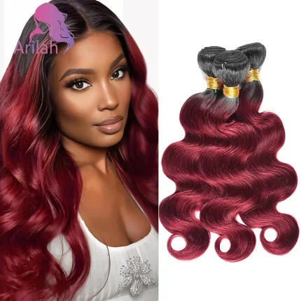 Extensões de cabelo Natural Feixes de Cabelo Humano Virgem Brasileiro Ondulado Natural (Body Wave) – Grau 12A, Trama Dupla, 100 g por Peça, Cor T1B/99J, Pontas Cheias | Loja dos Cabelos