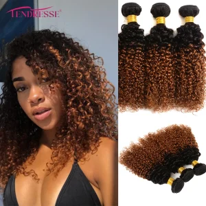 Extensões de cabelo Natural Tendresse Cabelo Humano Encaracolado Ombré 10A Remy Mongol 300g – 3 Pacotes Cachos Jerry | Loja dos Cabelos