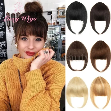 Extensões de cabelo Natural Franja de Cabelo Humano Clip-in 3D com 3 Presilhas, Efeito Natural sem Corte, Cores Preto, Castanho e Loiro, Não Remy | Loja dos Cabelos