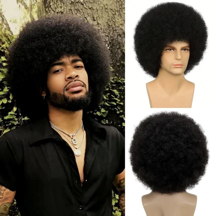 Perucas Peruca Afro Punk Rock Sintética Anos 70 com Cachos, 6 Cores, Unissex para Cosplay e Halloween | Loja dos Cabelos