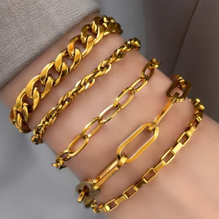 Bolsas e acessórios Pulseira de Aço Inoxidável Multicamadas – Design Moderno e Delicado para Uso Diário | Loja dos Cabelos