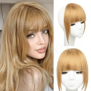 Extensões de cabelo Natural Franja Clip-in de Cabelo Humano Natural Liso Loira – Efeito 3D, Sem Corte, com Presilhas para Mulheres | Loja dos Cabelos
