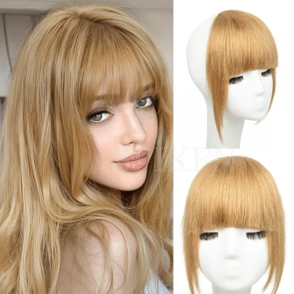 Extensões de cabelo Natural Franja Clip-in de Cabelo Humano Natural Liso Loira – Efeito 3D, Sem Corte, com Presilhas para Mulheres | Loja dos Cabelos