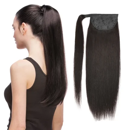Rabo de Cavalo Rabo de Cavalo de Cabelo Humano Europeu Remy Liso Natural 100g Extensão com Clipe para Penteados | Loja dos Cabelos