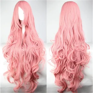 Perucas Peruca Sintética Longa 100 cm com Franja Ondulada para Cosplay e Halloween Feminina – Cores Rosa, Amarelo, Roxo e Preto | Loja dos Cabelos