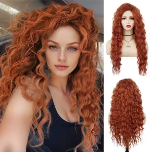 Perucas Peruca Cobre Sintética Feminina Ondulada Longa para Fantasia, Cosplay e Drag Queen, Aparência Natural e Resistente ao Calor | Loja dos Cabelos