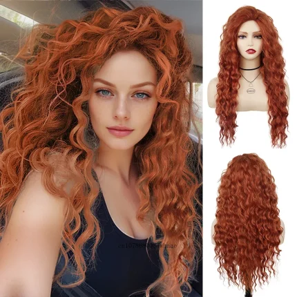 Perucas Peruca Cobre Sintética Feminina Ondulada Longa para Fantasia, Cosplay e Drag Queen, Aparência Natural e Resistente ao Calor | Loja dos Cabelos
