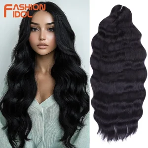Extensões de cabelo Sintético Extensão de Cabelo Sintético Ondulado Profundo Ombré Loiro 24 Polegadas para Trança Crochê – Kit com 3 Peças | Loja dos Cabelos