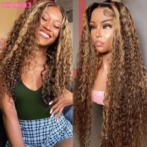 Perucas Peruca Lace Front HD 13×6 ou 13×4 de Cabelo Humano Ondulado Loiro Mel com Mechas para Mulher | Loja dos Cabelos