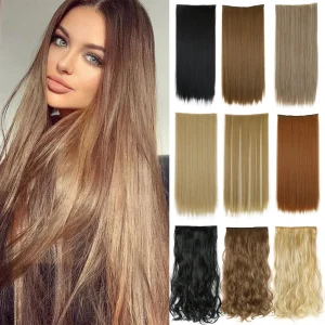 Extensões de cabelo Sintético Extensão de Cabelo Sintético Longo Liso com Presilhas Resistente ao Calor em Cores Variadas | Loja dos Cabelos