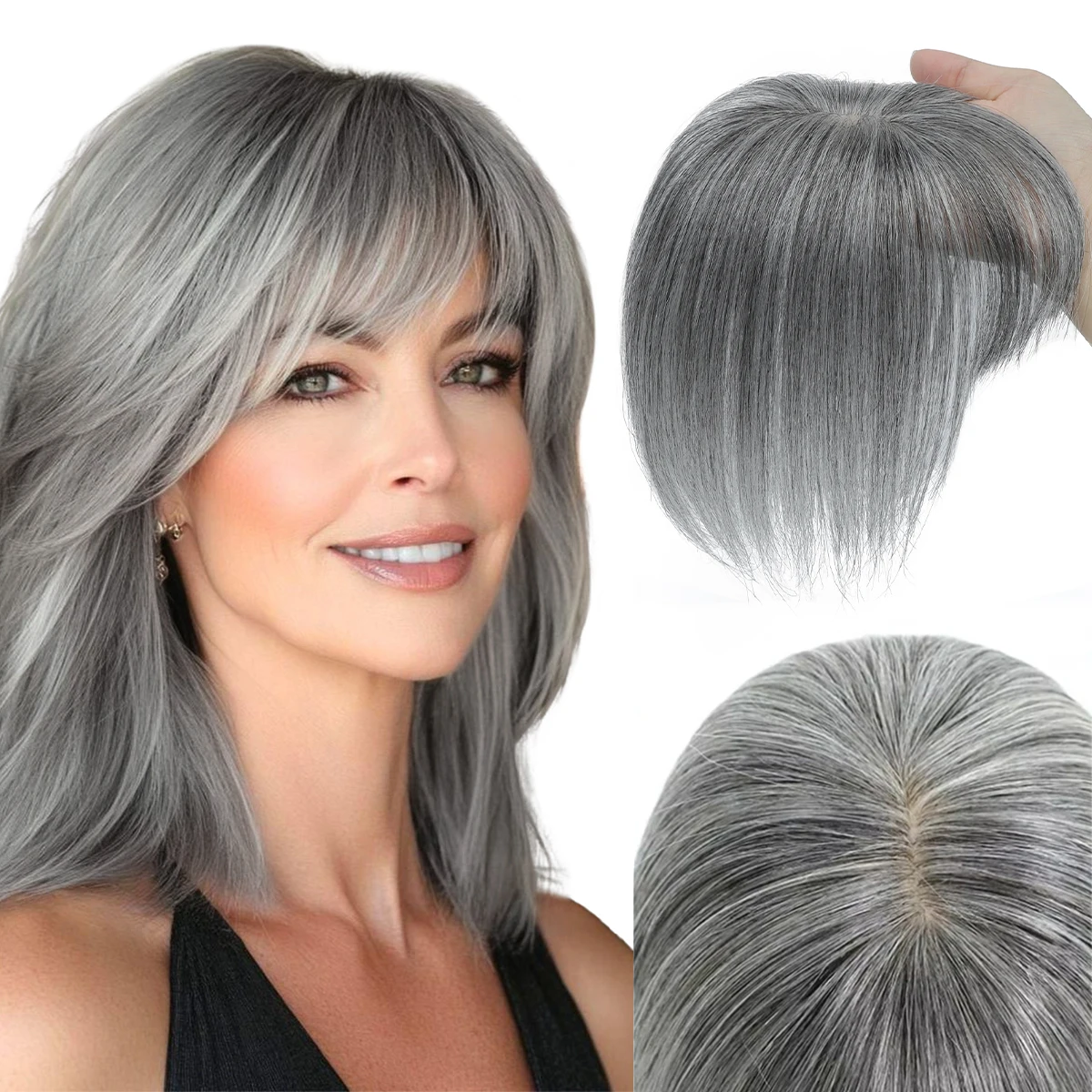 Comprar Perucas Topper de Cabelo Humano Natural 3D com Franja 360° para Mulheres – 20 a 35 cm na Loja dos Cabelos – Entrega Rápida! Perucas Topper de Cabelo Humano Natural 3D com Franja 360° para Mulheres – 20 a 35 cm | Loja dos Cabelos