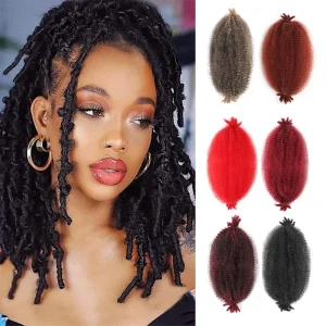Extensões de cabelo Sintético Cabelo Sintético Afro Marley Twist para Tranças de Crochê Kinky Pré-Separado com Elasticidade para Borboleta Locs 16 ou 24 Polegadas | Loja dos Cabelos