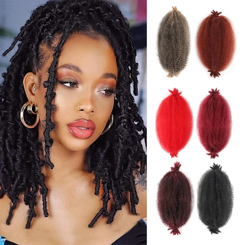 Extensões de cabelo Sintético Cabelo Sintético Afro Marley Twist para Tranças de Crochê Kinky Pré-Separado com Elasticidade para Borboleta Locs 16 ou 24 Polegadas | Loja dos Cabelos