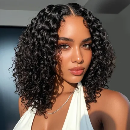 Perucas Peruca Bob Curta Ondulada 25 cm em Cabelo Humano Natural 5×5 Sem Cola Pronta para Uso | Loja dos Cabelos