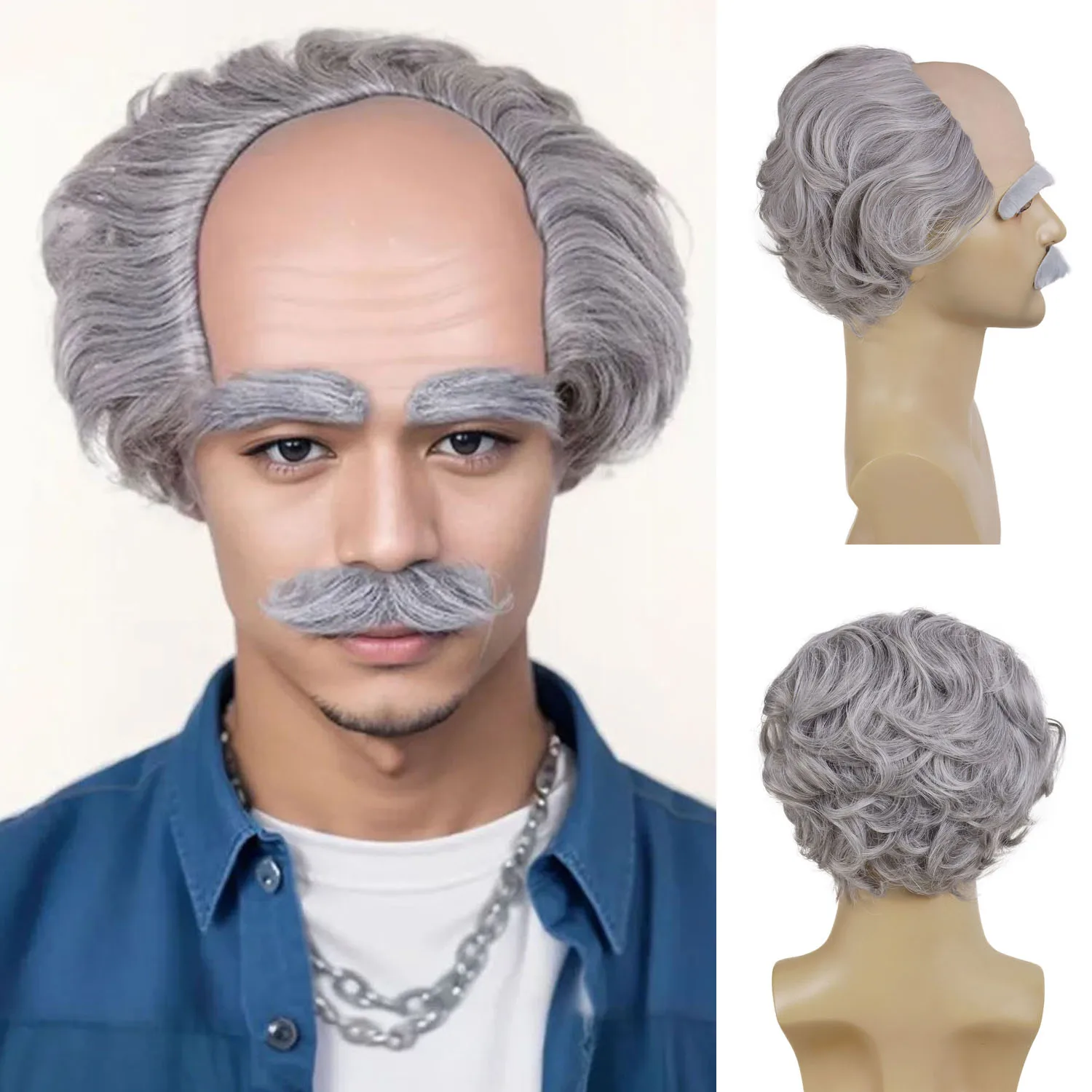 Comprar Perucas Conjunto de Peruca Sintética Masculina Cinza para Idoso com Bigode, Sobrancelhas e Careca Lateral – Fantasia de Vovô para Halloween na Loja dos Cabelos – Entrega Rápida! Perucas Conjunto de Peruca Sintética Masculina Cinza para Idoso com Bigode, Sobrancelhas e Careca Lateral – Fantasia de Vovô para Halloween | Loja dos Cabelos