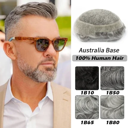 Perucas Prótese Capilar Masculina com Base de Renda Suíça e PU Respirável em Cabelo Humano | Loja dos Cabelos
