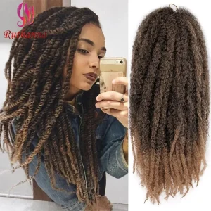Extensões de cabelo Sintético Extensão de Cabelo Afro Dreadlocks Crochê Estilo Caterpillar Sintético Preto 18 Polegadas, Cacheado, para Tranças e Uso Diário | Loja dos Cabelos