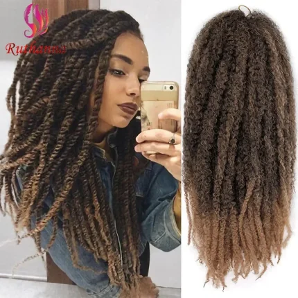 Extensões de cabelo Sintético Extensão de Cabelo Afro Dreadlocks Crochê Estilo Caterpillar Sintético Preto 18 Polegadas, Cacheado, para Tranças e Uso Diário | Loja dos Cabelos