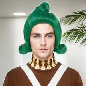 Perucas Peruca Sintética Curta Ondulada Verde Estilo Oompa Loompa para Cosplay, Halloween, Carnaval e Eventos Geek | Loja dos Cabelos