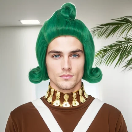 Perucas Peruca Sintética Curta Ondulada Verde Estilo Oompa Loompa para Cosplay, Halloween, Carnaval e Eventos Geek | Loja dos Cabelos