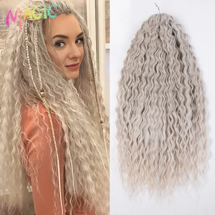Extensões de cabelo Sintético Cabelo Sintético para Tranças Crochê Onda Profunda Estilo Water Wave Ombre Loiro 22 Polegadas | Loja dos Cabelos