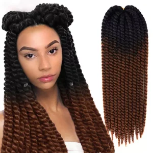 Extensões de cabelo Sintético Cabelo Sintético para Trança Crochê Jumbo Torção Senegalesa Ombré 22 Polegadas 120g Cor Preta | Loja dos Cabelos