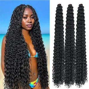 Extensões de cabelo Sintético Cabelo Sintético Afro para Trança Crochê Onda de Água e Onda Profunda Ombré Loiro 28 Polegadas para Mulher | Loja dos Cabelos