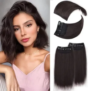 Extensões de cabelo Sintético Kit com 2 Grampos de Cabelo Sintéticos Sem Costura com Almofada Volumizadora para Mulheres | Loja dos Cabelos