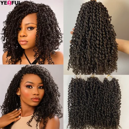 Extensões de cabelo Sintético Cabelo Crochê Torção Yankee Curto Estilo Bob Boêmio com Cachos – Mini Torções 8 a 12 Polegadas | Loja dos Cabelos
