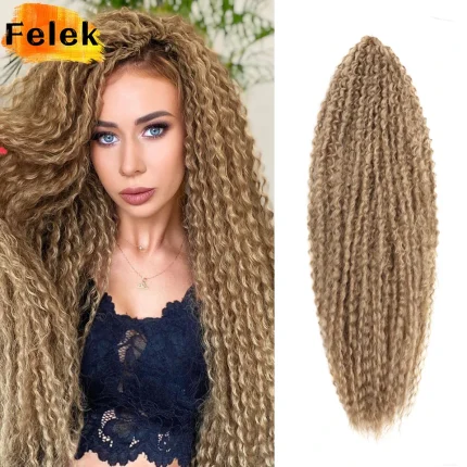 Extensões de cabelo Sintético Cabelo Sintético Afro Cacheado Brasileiro para Tranças Crochê – Kinky Encaracolado Ombre Marrom 20 a 28 Polegadas | Loja dos Cabelos