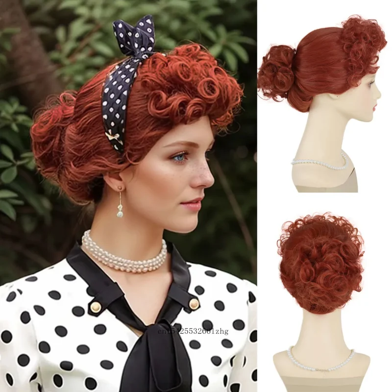 Perucas Peruca Sintética Retrô Anos 1950 Ruiva Estilo Dona de Casa com Aparência Natural para Mulheres | Loja dos Cabelos